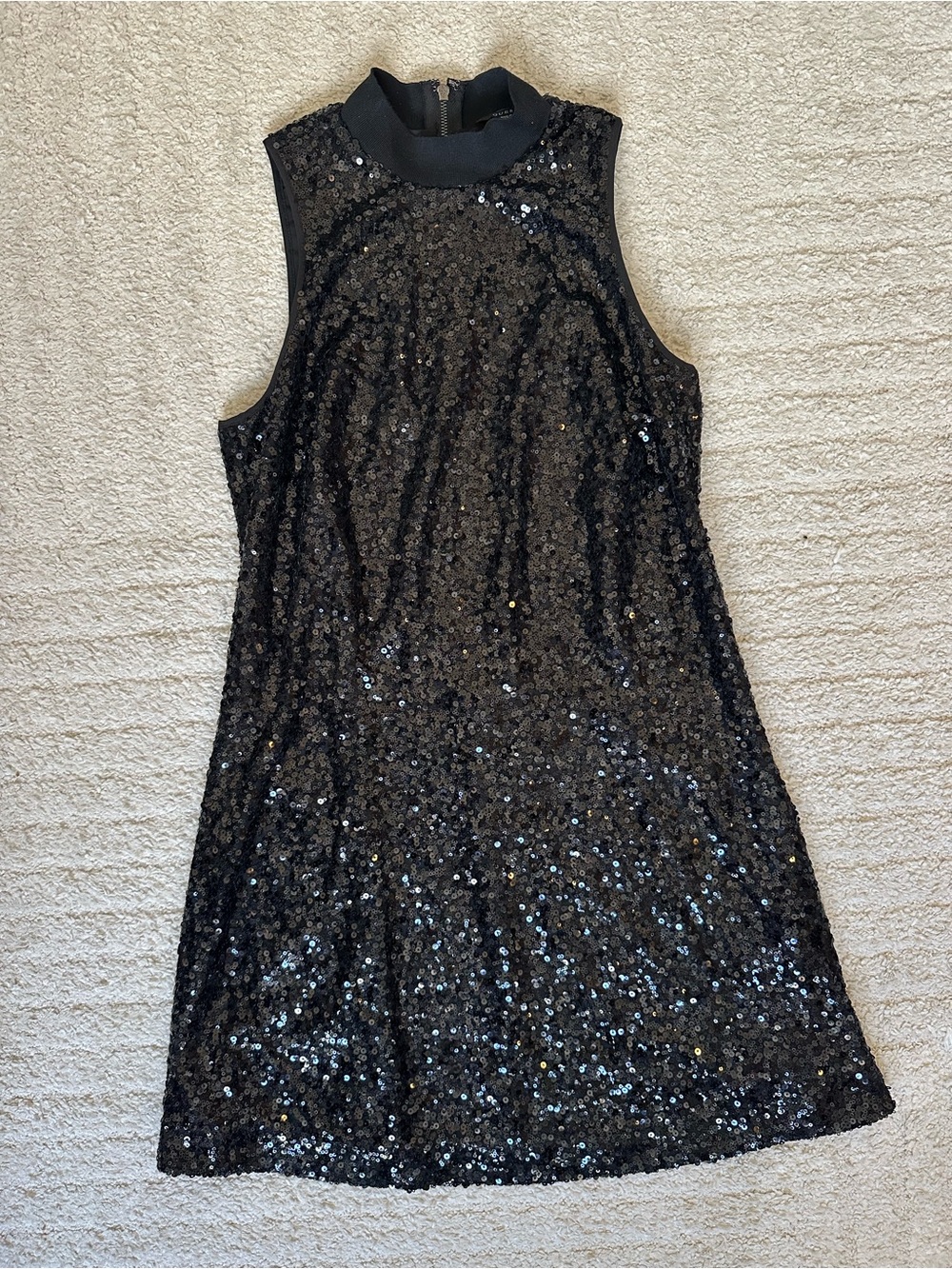GUESS Black Sequin Sleeveless Shift Dress